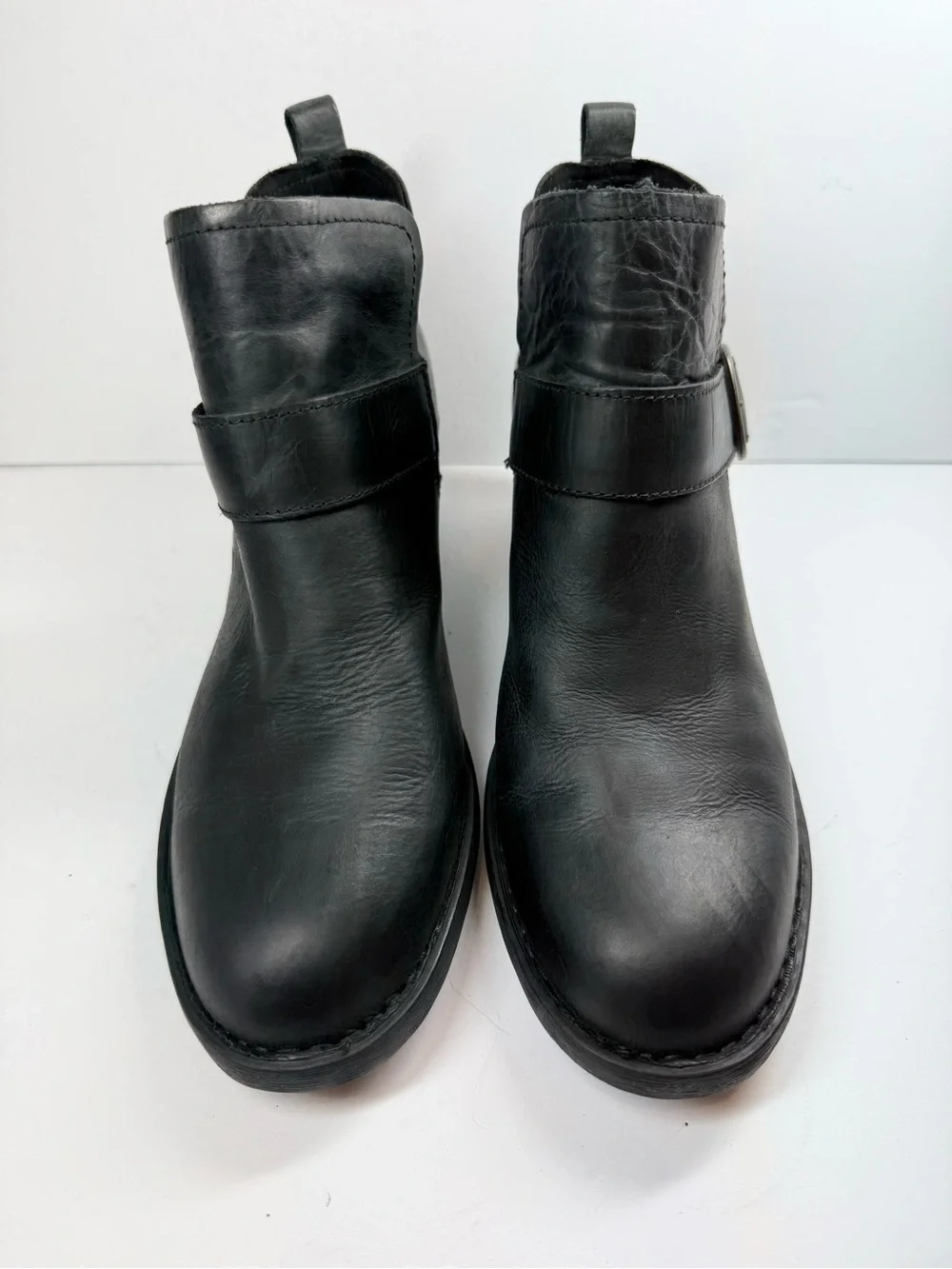 Born Royce Black Leather Buckle Ankle Boots Women’s Size 9M